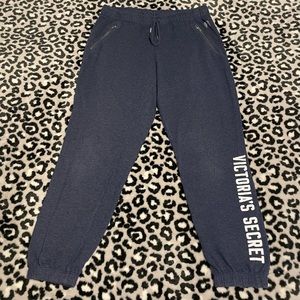Victoria’s Secret Cotton Blend Fleece Drawstring Pants Joggers w/ Zipper Pockets